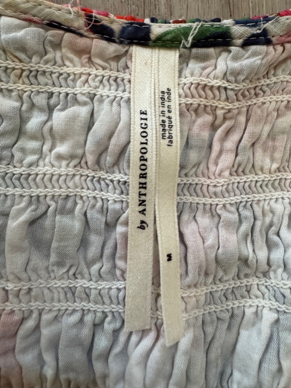 By Anthropologie Floral Smocked Mini Dress | Size M Ruffle cotton Multicolor - Picture 5 of 9